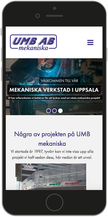 Printscreen mobilanpasad hemsida