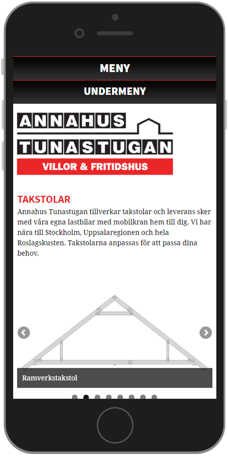 Printscreen mobilanpasad hemsida