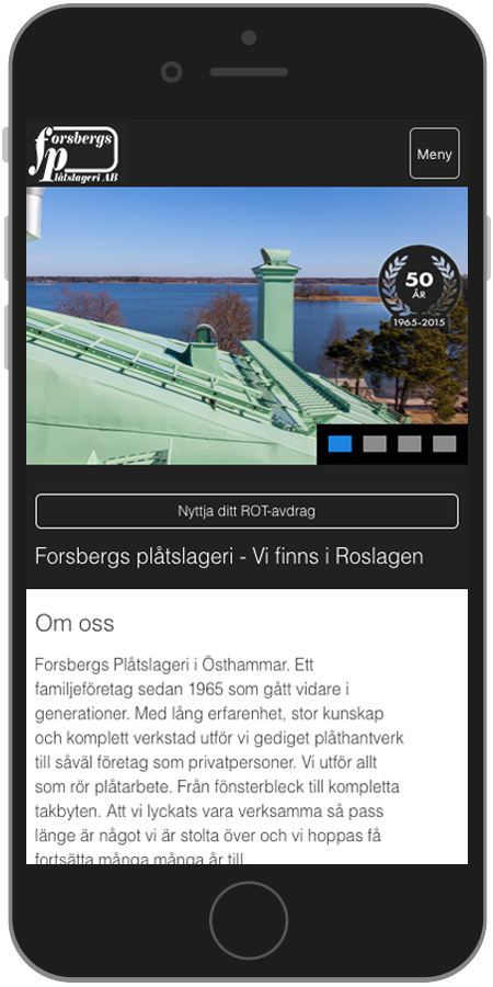 Printscreen mobilanpasad hemsida