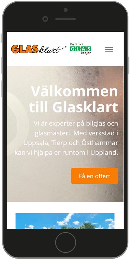 Printscreen mobilanpasad hemsida