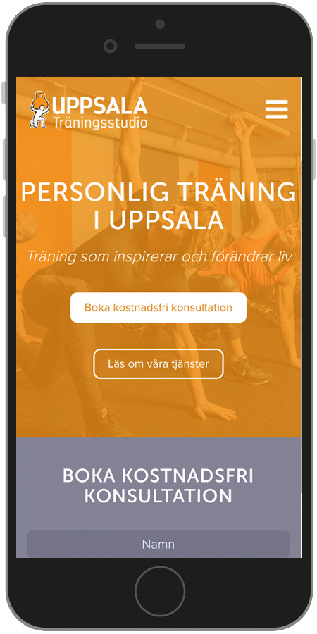 Printscreen mobilanpasad hemsida